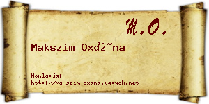 Makszim Oxána névjegykártya